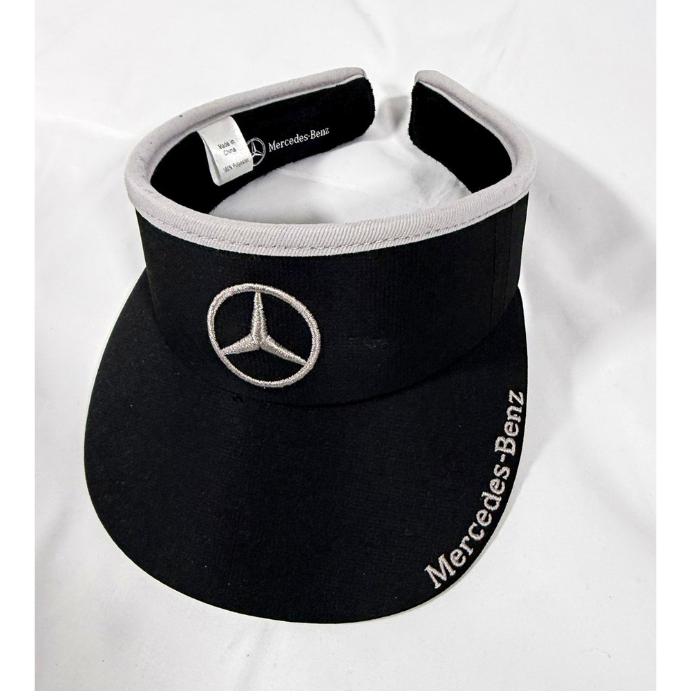 Mercedes-Benz Golf Visor Hat Embroidered Logo Black Polyester One Size
